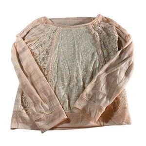 Spoiled light pink long sleeve lace & sheer top size medium